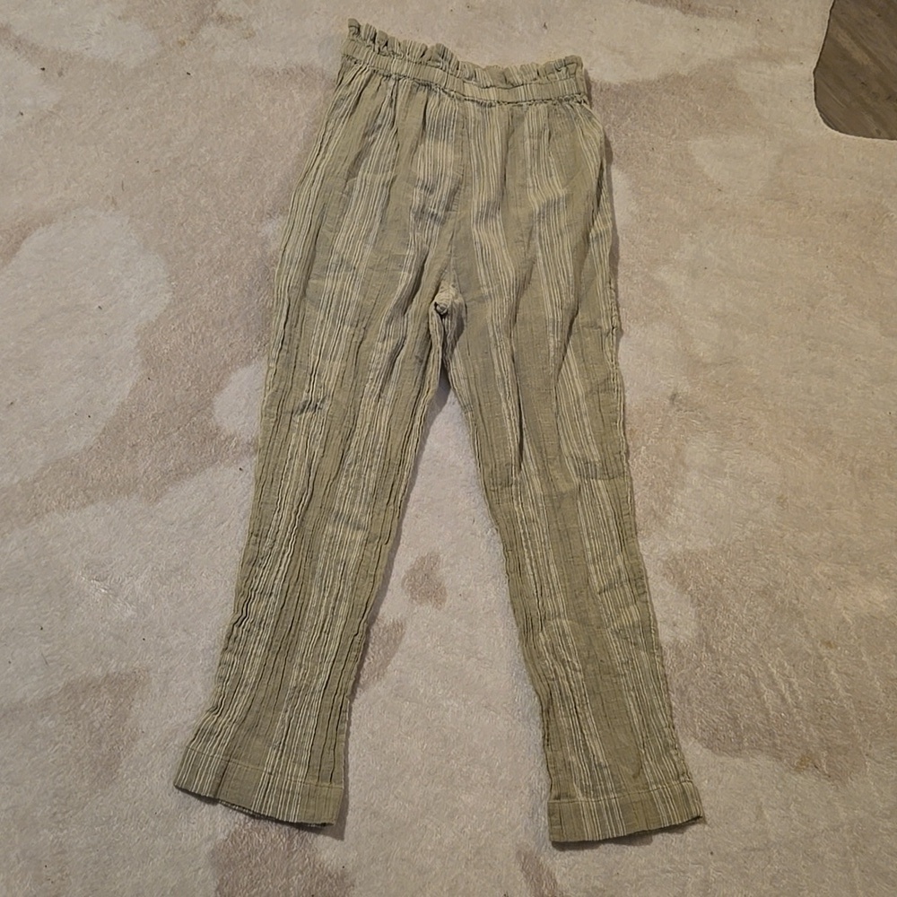 Free People Striped Semi-Sweet Cropped Sage Pants XS EUC - Picture 9 of 9